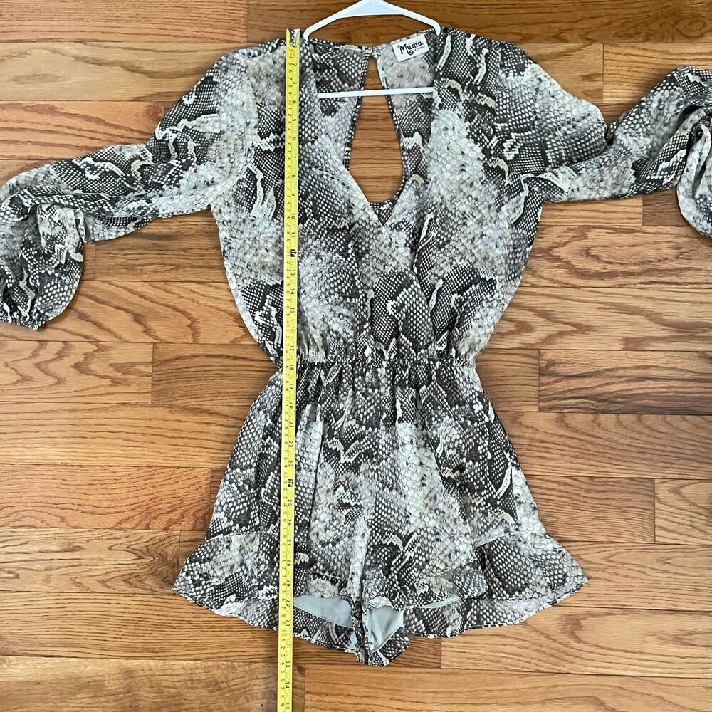 Show Me Your Mumu Snakeskin Ruffle Wrap Romper Womens XS Animal Print Boho - Picture 9 of 9